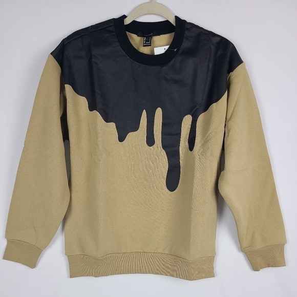NEW Forever 21 Women's Tan Black Sweatshirt Long Sleeve. Sz S. NWT - Picture 1 of 4